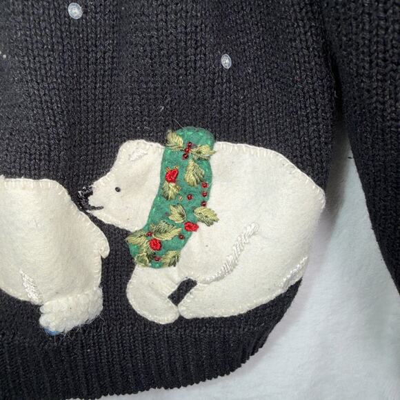 VTG Y2K Heirloom Collectibles Size XL Christmas Cardigan Snowflakes Polar Bears - Picture 5 of 11